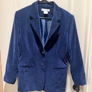 Navy Blue Jessica Holbrook Velvet Blazer Size 12
